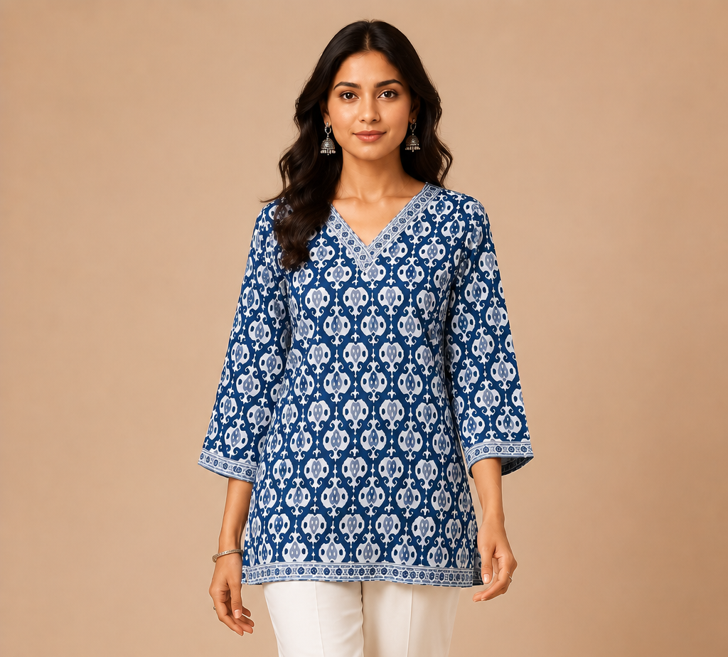 Ethnic Print Straight Short Kurti