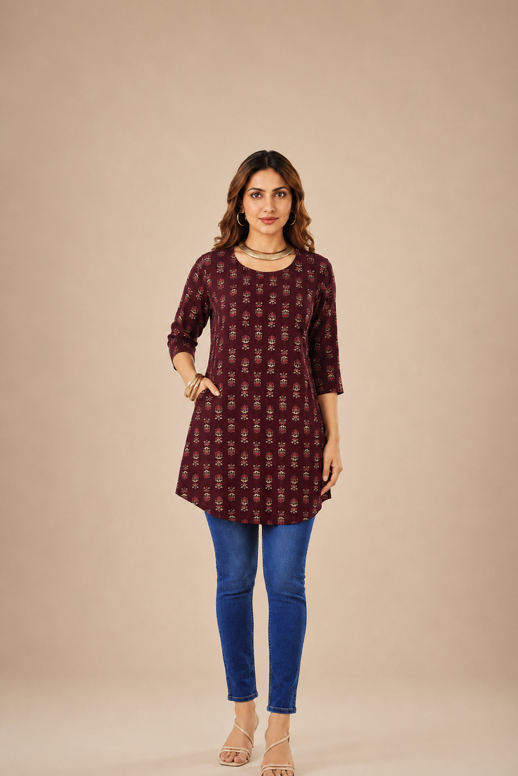 Ivory+Blossom+Cotton+Short+Kurti